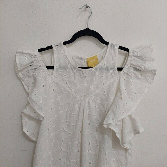 Maeve Women’s Lace Blouse Top White Off The Shoulder Ruffle Sleeve Tank Size S - Picture 5 of 9
